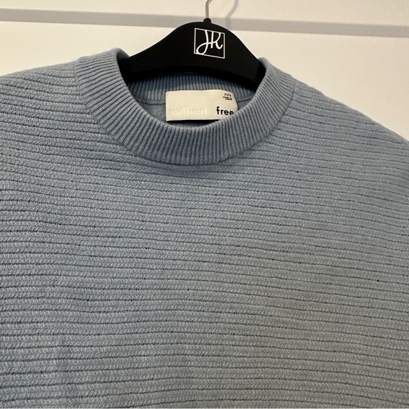 Wilfred Free Aritzia Blue Ribbed Cropped Sweater Wool Blend Size XXS Women’s - Picture 4 of 9